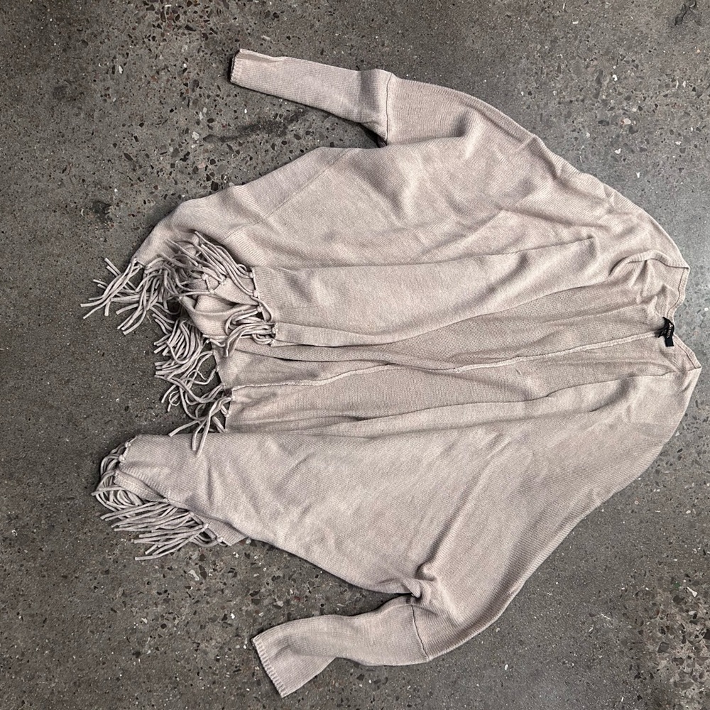 Ella Moss Light Tan Fringed cardigan